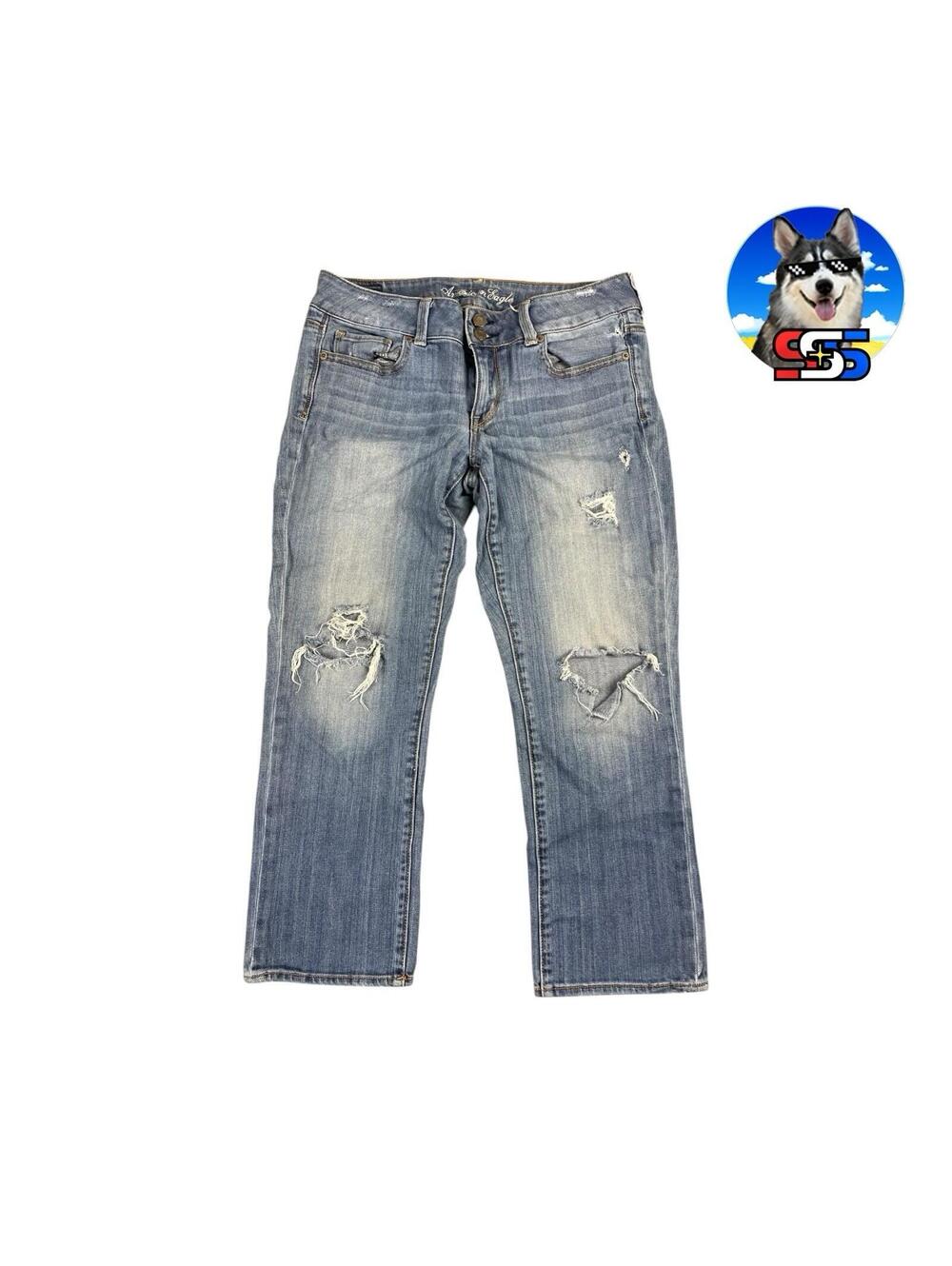 American Eagle Jeans Artist Crop Capri Women's 10 (30 x 25) Stretch Distressed